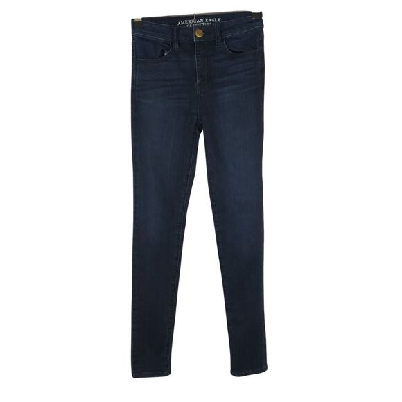 American Eagle Dark Wash Hi Rise Jegging Skinny Jeans Sz 0 - Picture 2 of 6